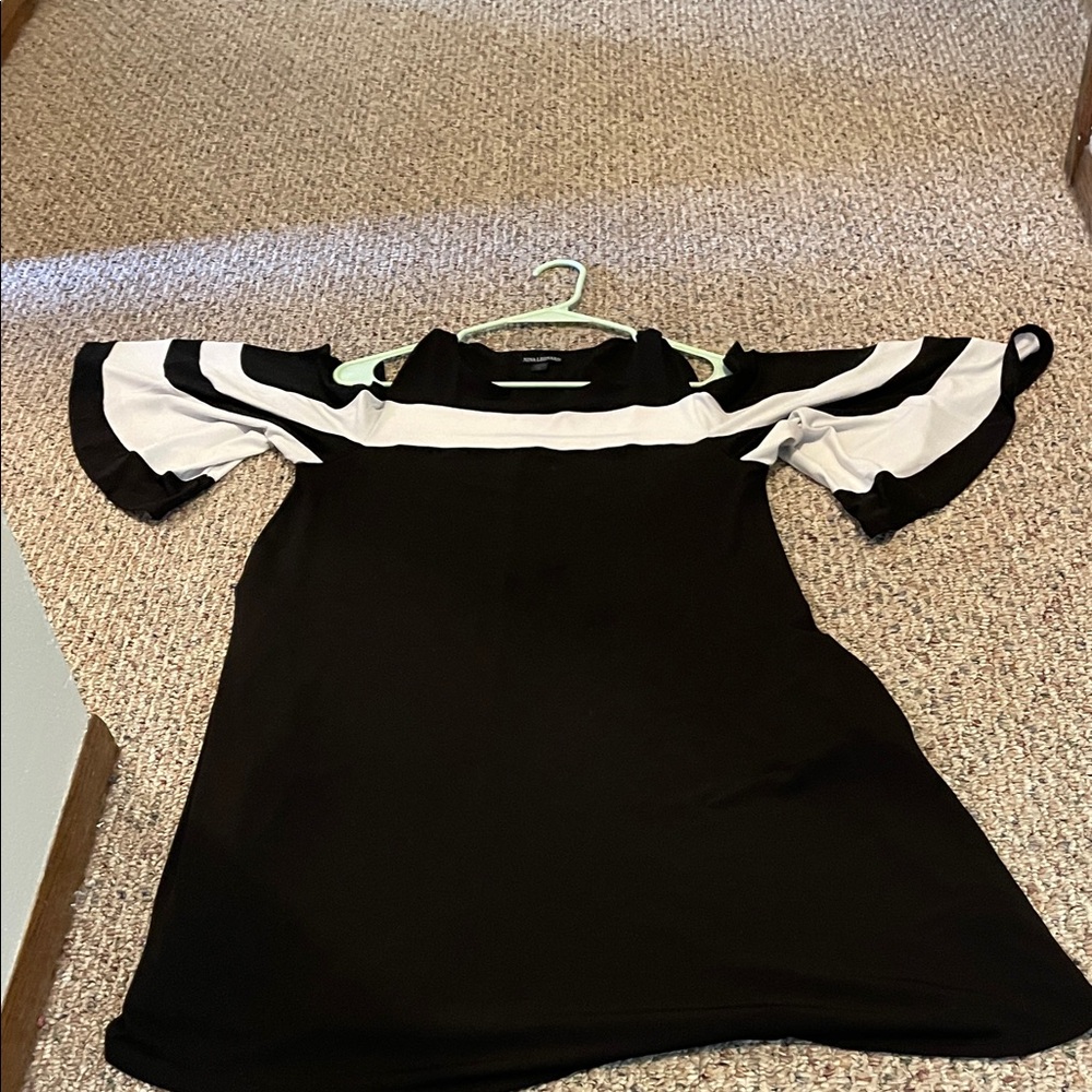 Black and White Cold Shoulder Top